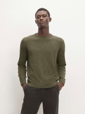 The Grade-A Cashmere Crew | Heathered Army Green
