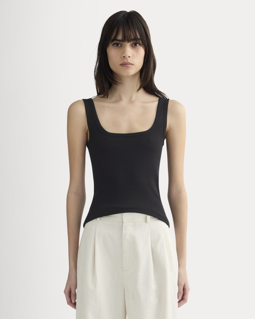 The Luxe Rib Square-Neck Tank | Black