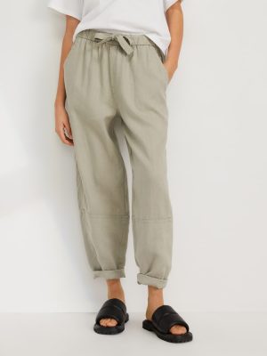The Linen Pull-On Barrel Pant | Seagrass