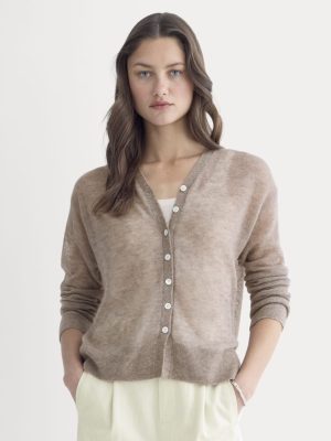 The Air Alpaca ? High V Cardigan | Heathered Chocolate Chip