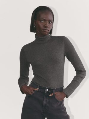 The Luxe Rib Turtleneck | Heathered Soot