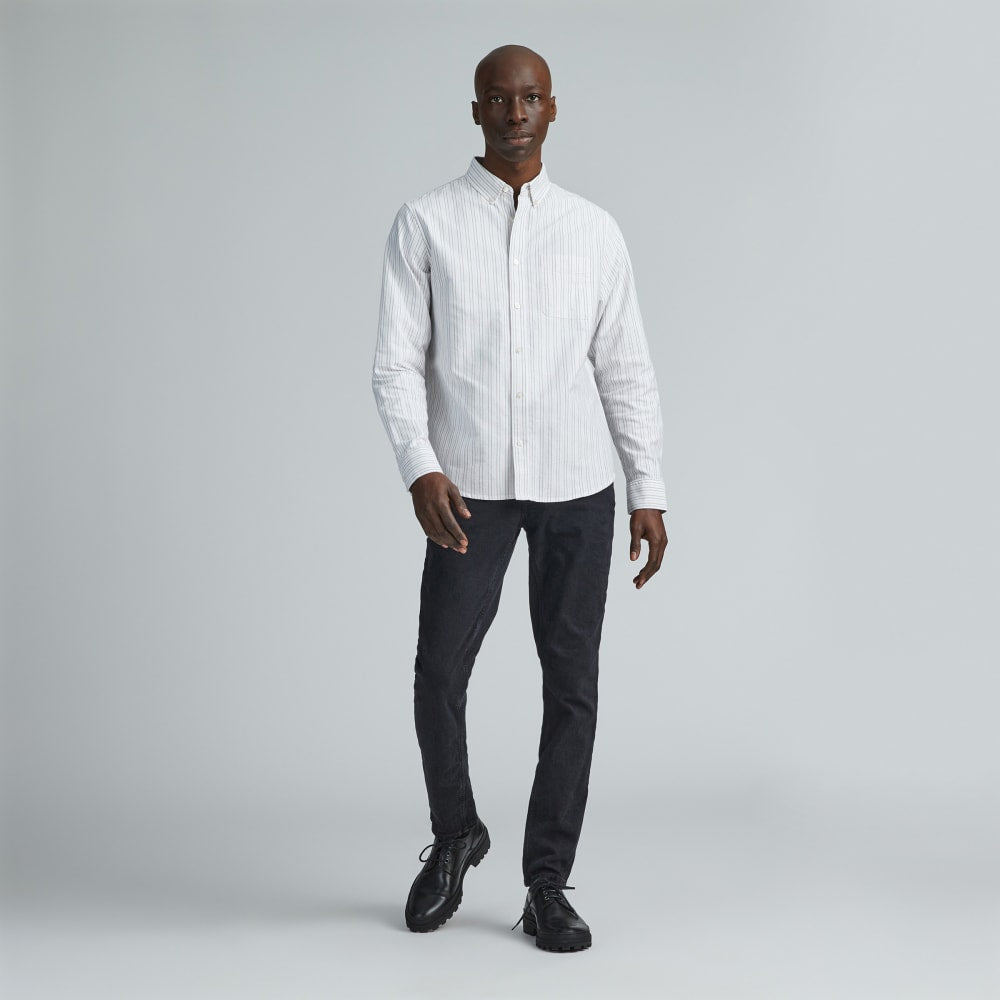 The Classic Oxford Shirt | Canvas / Mauve / Chocolate | Tall - Image 6