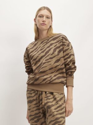 The ReTrack Oversized Crew | Cocoa Tiger Stripe