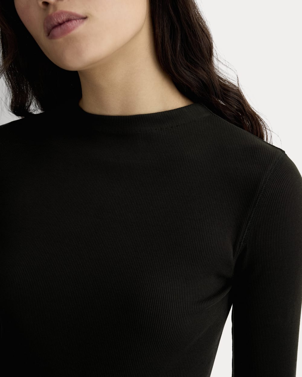 The Luxe Rib Funnel-Neck Tee | Black - Image 4