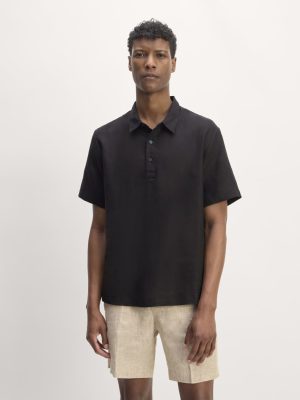 The Linen Short-Sleeve Popover Shirt | Black
