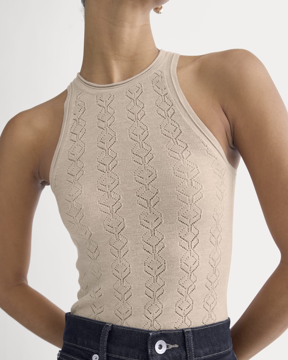 The Pointelle Racerback Tank in Ultrafine Merino | Pale Blush - Image 4