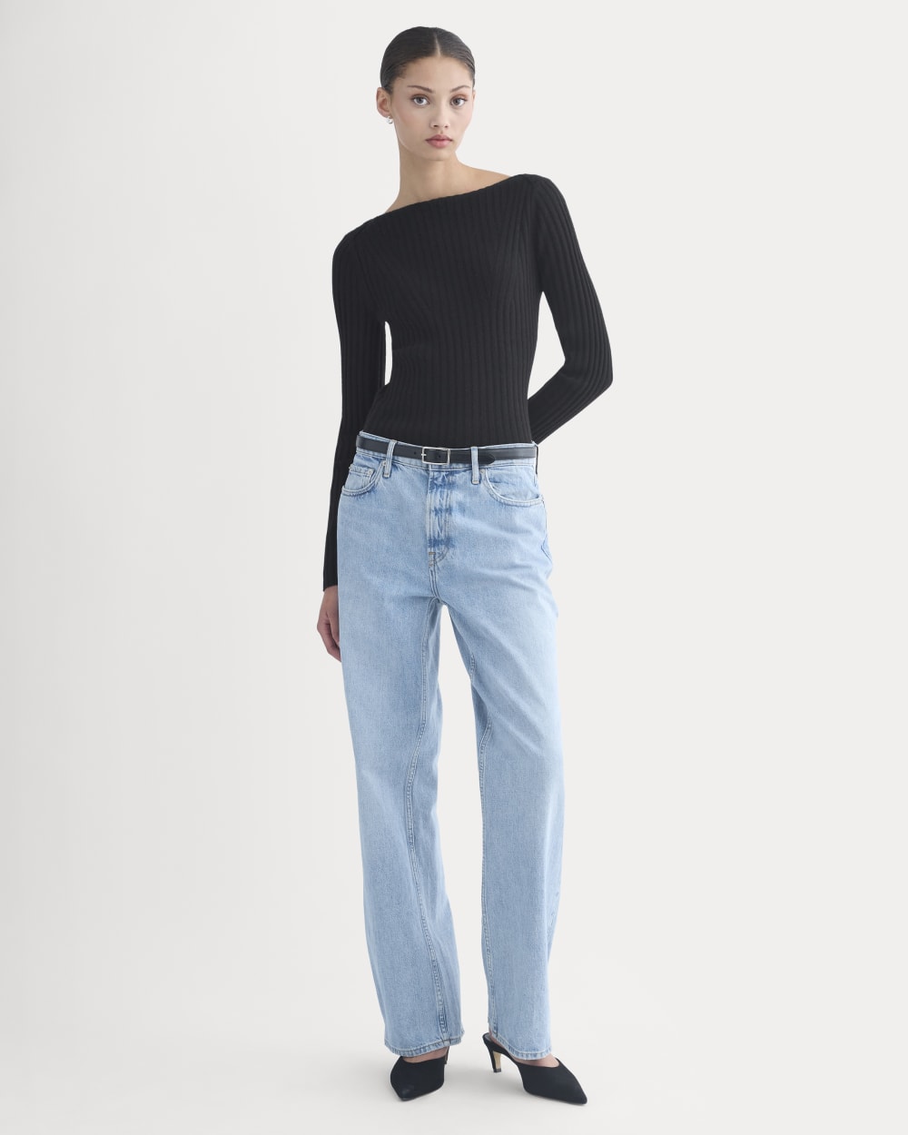Cashmere Ribbed Boat-Neck Sweater | Black - Image 3