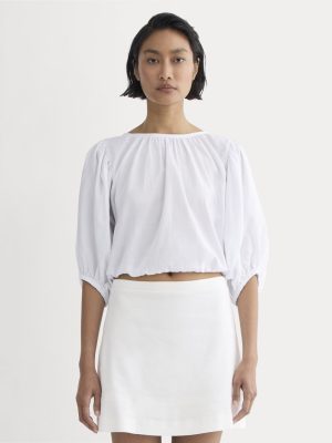 The Gauze Puff-Sleeve Top | White