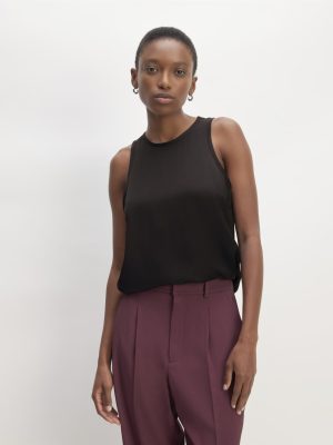 The Satin Racerback Top | Black