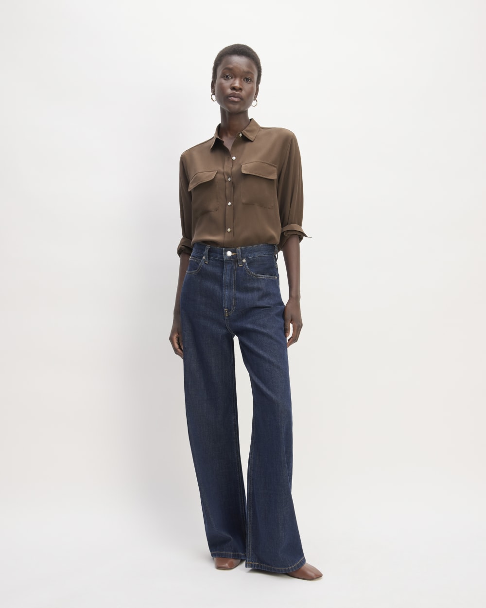 The Utility Shirt in Washable Silk | Cocoa - Image 3