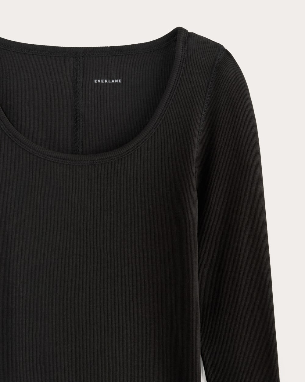 The Luxe Rib Long-Sleeve Scoop-Neck Tee | Black - Image 6
