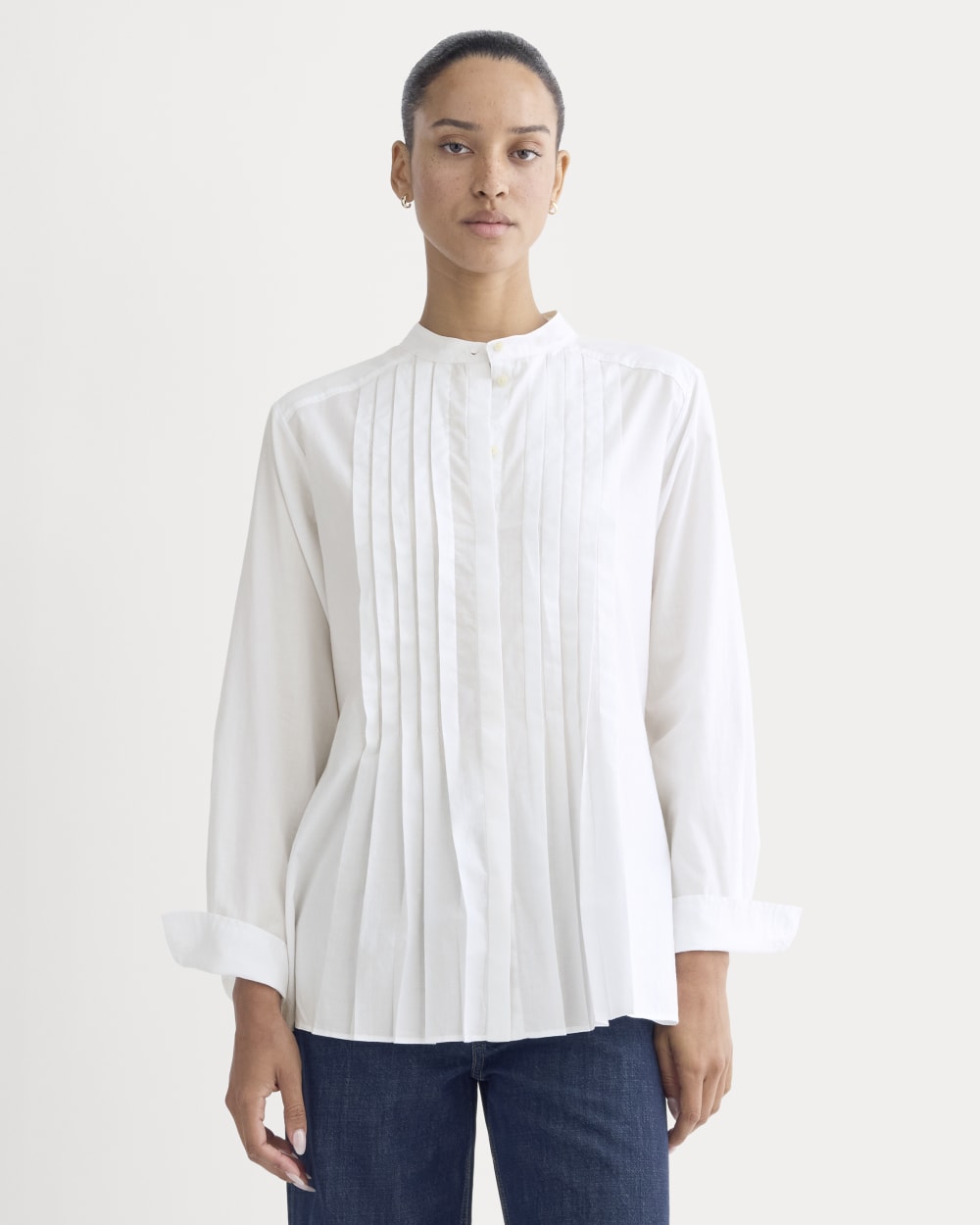 The Pleated Shirt in Silky Cotton | White