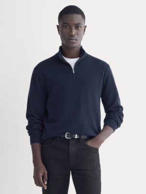 Cashmere Quarter Zip Sweater |  Navy