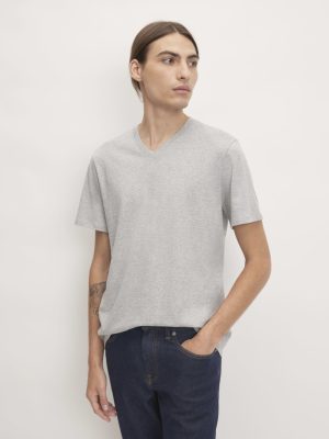 The Organic Cotton V-Neck Tee | Heathered Grey