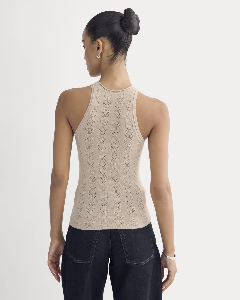 The Pointelle Racerback Tank in Ultrafine Merino | Pale Blush - Image 5