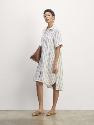 The Daytripper Dress in Linen | Bone / Navy