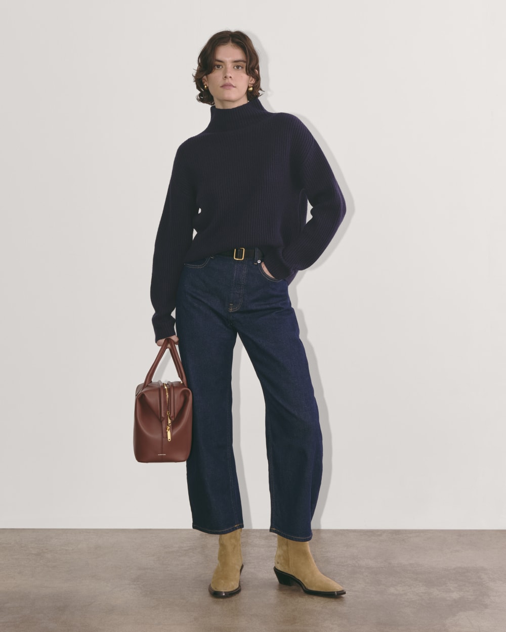 The Fisherman Turtleneck in Wool Cashmere | Navy - Image 4