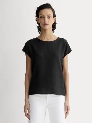 The Muscle Top in Linen | Black