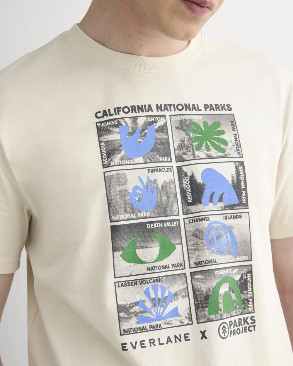 The Everlane x Parks Project Essential Organic Crew | Forged Iron / Birch / Granada Sky Blue / Green - Image 4