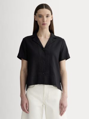 The Notch Shirt in Linen | Black