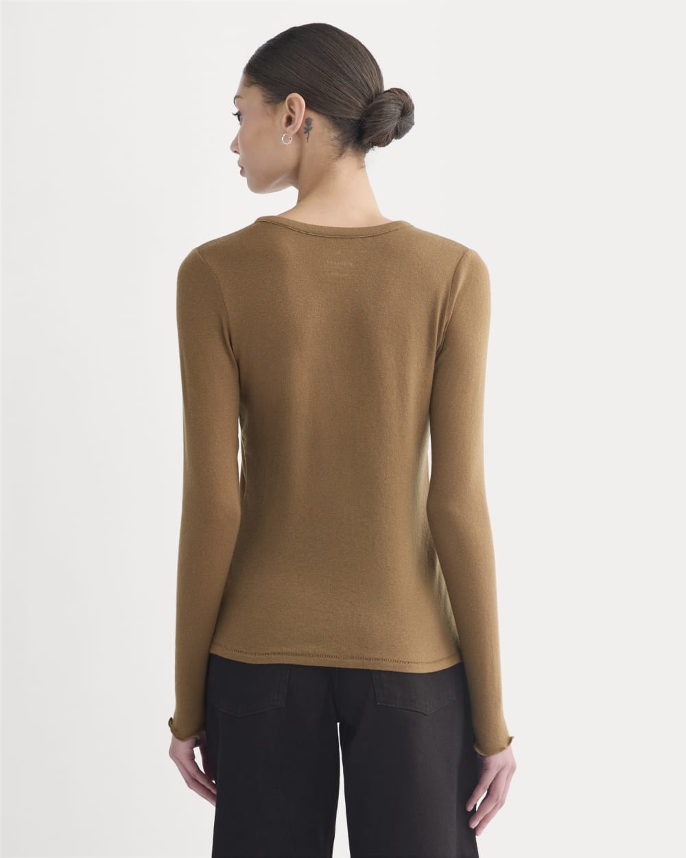 Sheer V-Neck Cardigan in Butterluxe | Toffee - Image 5