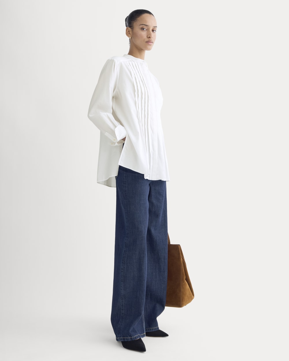 The Pleated Shirt in Silky Cotton | White - Image 3