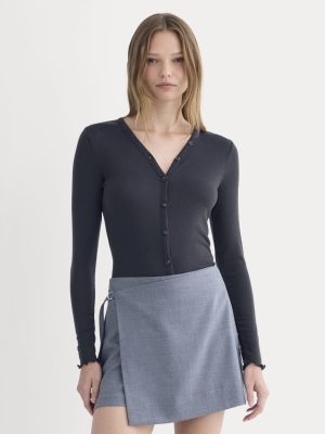 Sheer V-Neck Cardigan in Butterluxe | Deep Navy