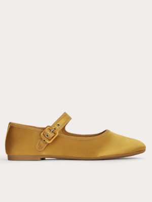 The Day Buckle Mary Jane | Golden Yellow Satin
