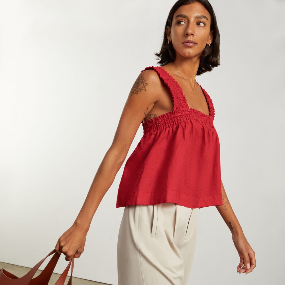 The Smocked Linen Cami | Goji Berry - Image 8