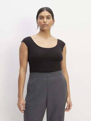 The Supima® Form Cap-Sleeve Tee | Black