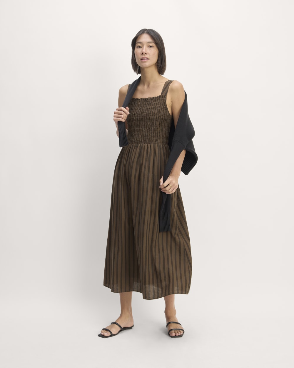 The Gauze Smock Dress | Cocoa / Black