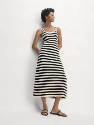 The Crochet Knit Tank Dress | Bone / Black