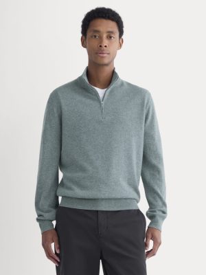 Cashmere Quarter Zip Sweater | Denim Blue