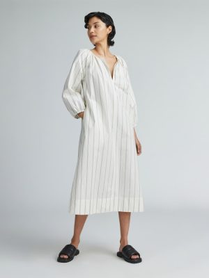 The Raglan Sleeve Poplin Dress | Black / Canvas Tan