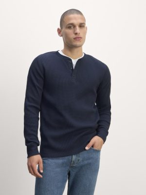 The Waffle Long-Sleeve Henley | Navy
