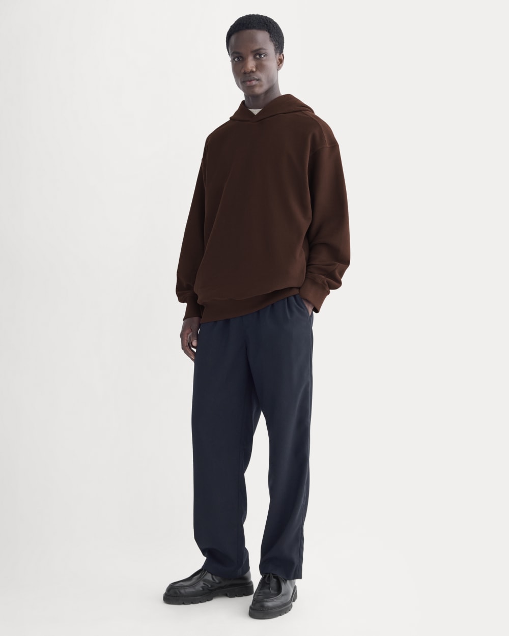 Twill Terry Jacquard Hoodie | Dark Mahogany - Image 3