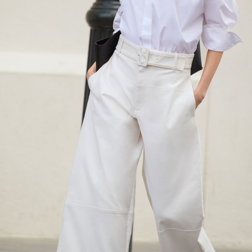 The Structured Cotton Belted Pant | Bone - Image 8