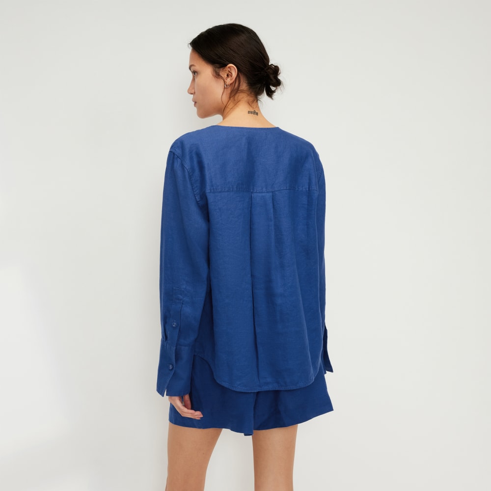 The Linen Popover Shirt | Mazarine Blue - Image 3
