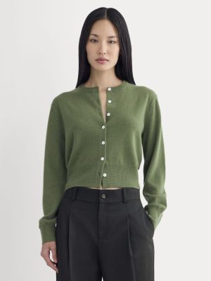 Cashmere Cropped Cardigan | Forest Green