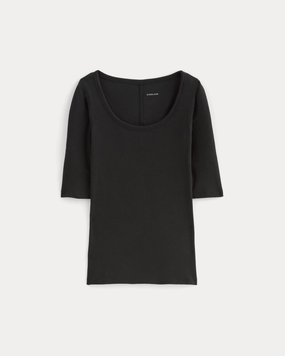 The Luxe Rib Scoop-Neck Tee | Black - Image 2
