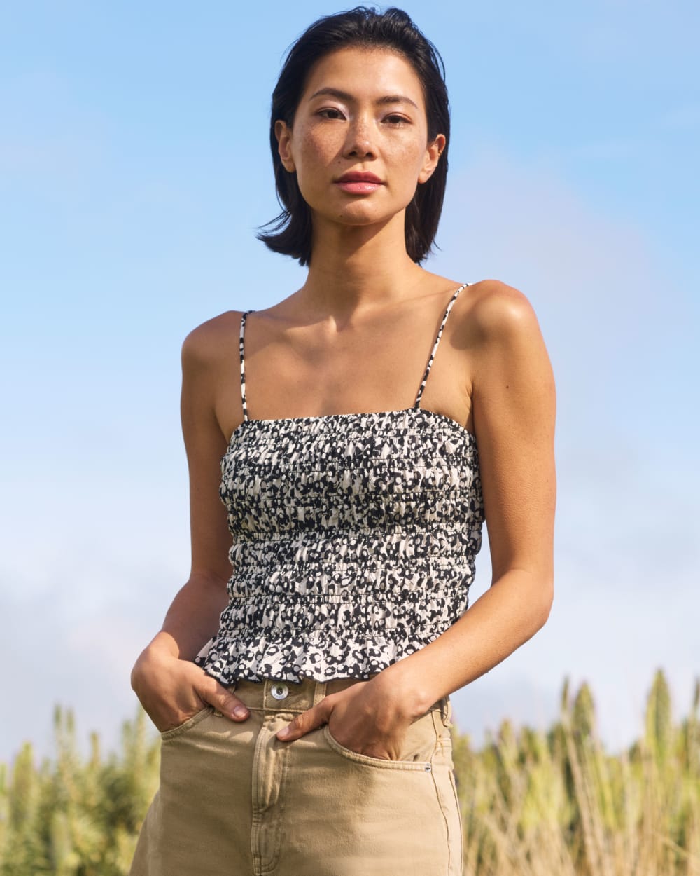 The Smocked Tank | Bone / Black Floral - Image 7