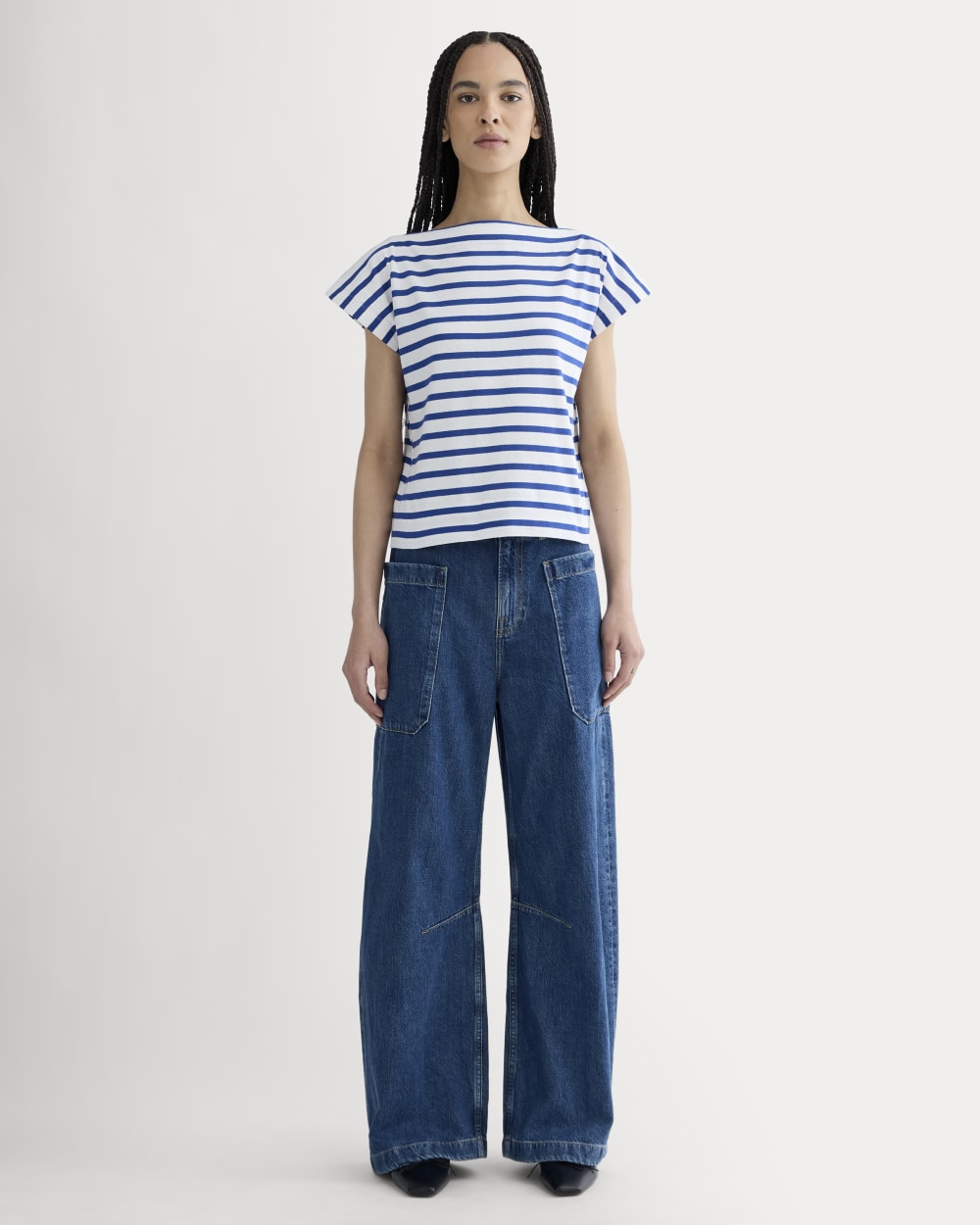 The Oversized Muscle Tee | Bone / Mazarine Blue - Image 3