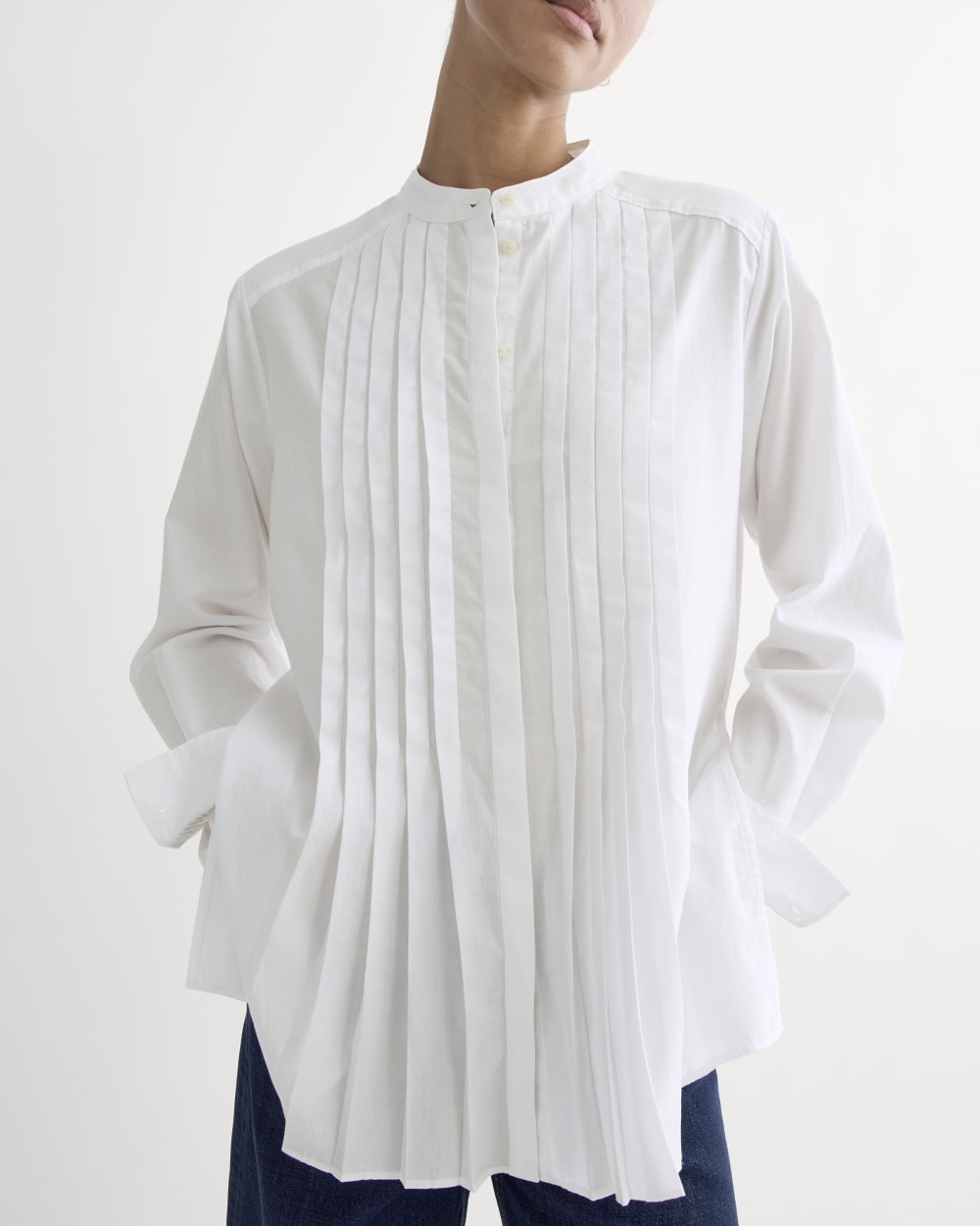 The Pleated Shirt in Silky Cotton | White - Image 4