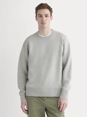 Luxe Merino Double-Knit Sweater |  Heathered Grey