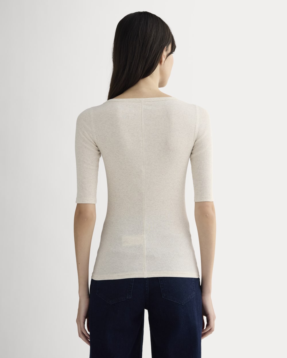 The Luxe Rib Scoop-Neck Tee | Heathered Oat - Image 4