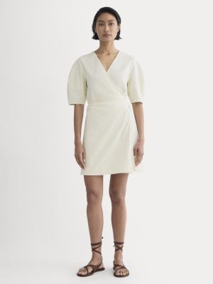 The Seersucker Mini Wrap Dress | Bone