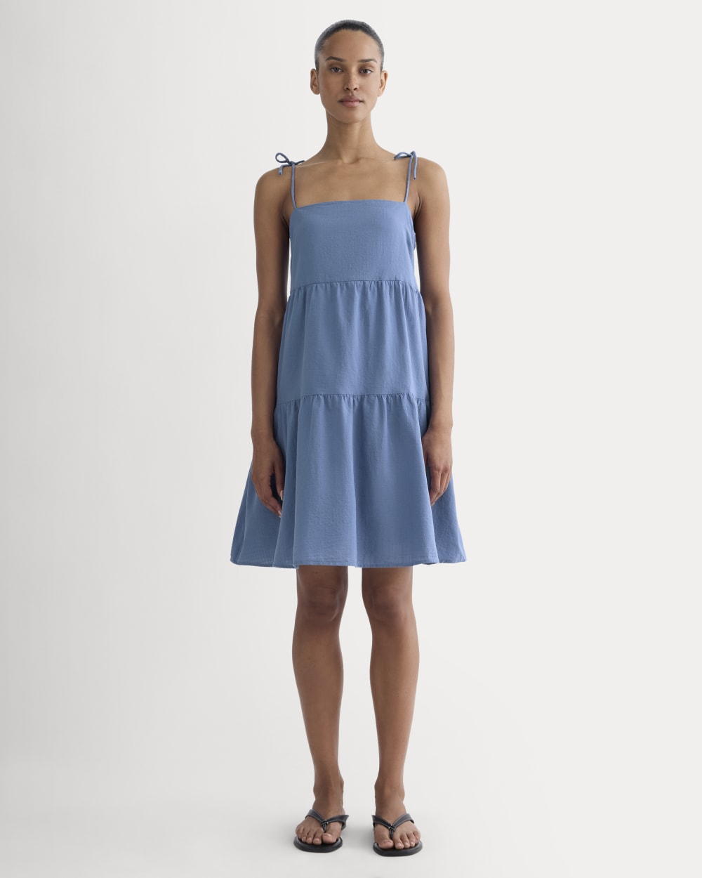 The Gauze Mini Tiered Dress | Soft Cobalt