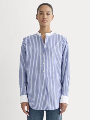 The Oversized Shirt in Ultrasoft Cotton | Dutch Blue / Bone