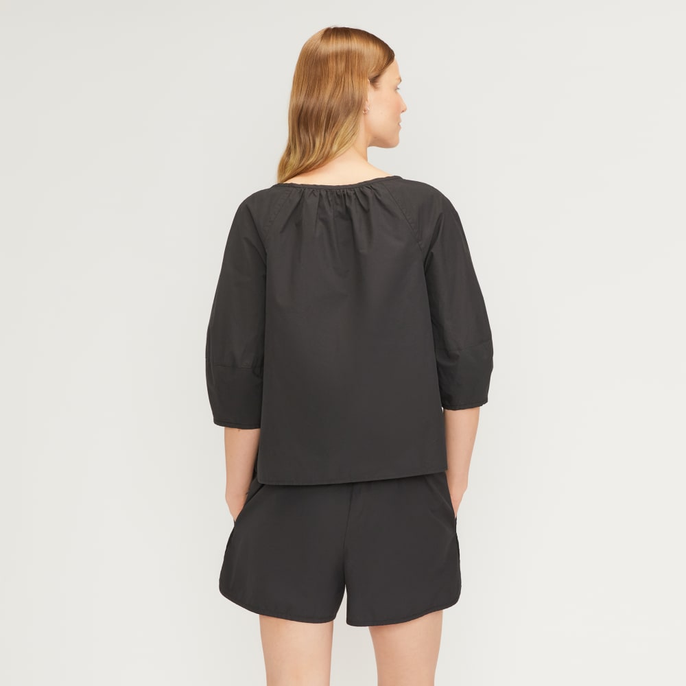 The Poplin Scoop-Neck Top | Black - Image 3