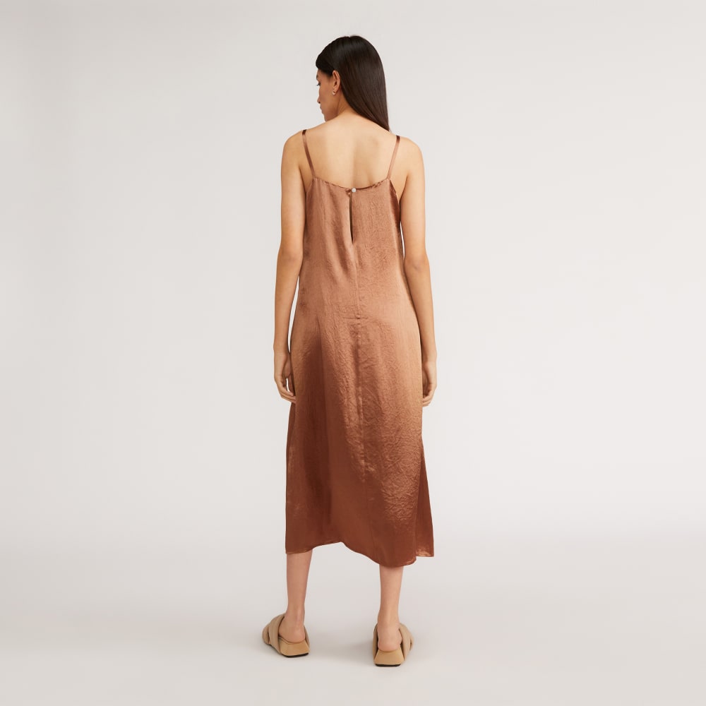 The Satin Square-Neck Slip Dress | Carob Brown - Image 3